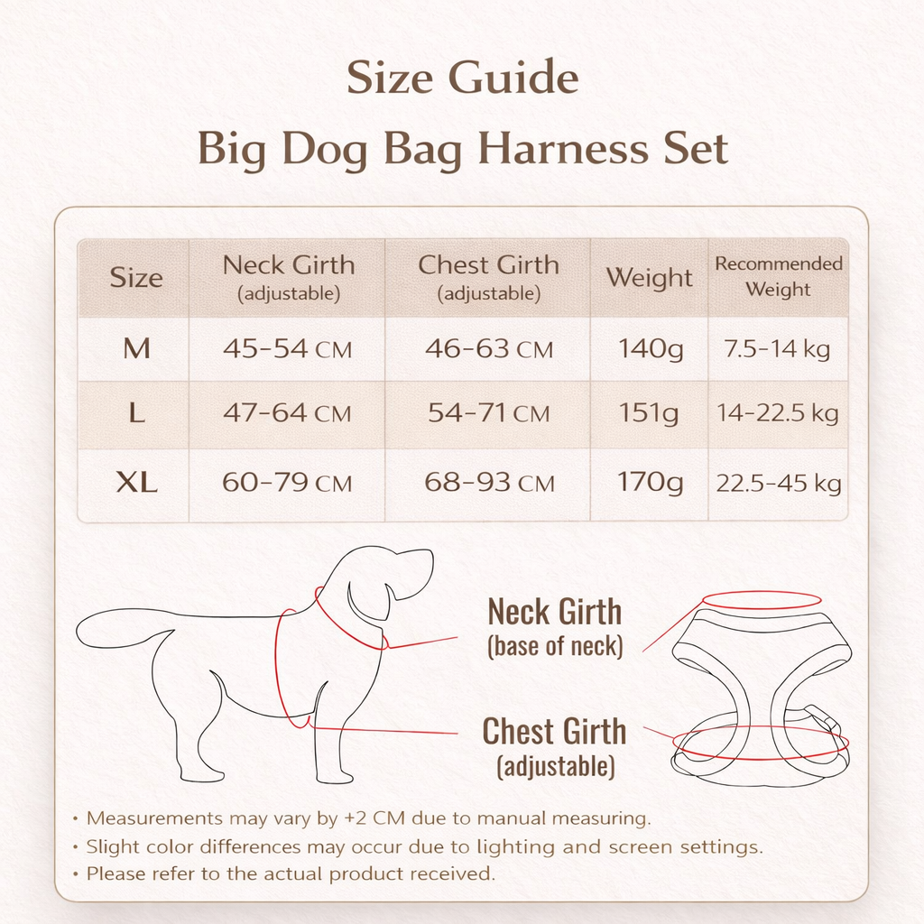 Big Dog Bag Harness and Leash Set