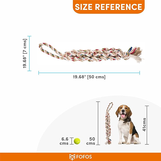 FOFOS Flossy Rope Braided Dog Toy