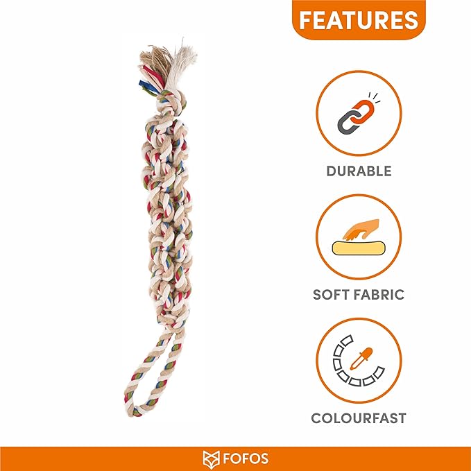 FOFOS Flossy Rope Braided Dog Toy