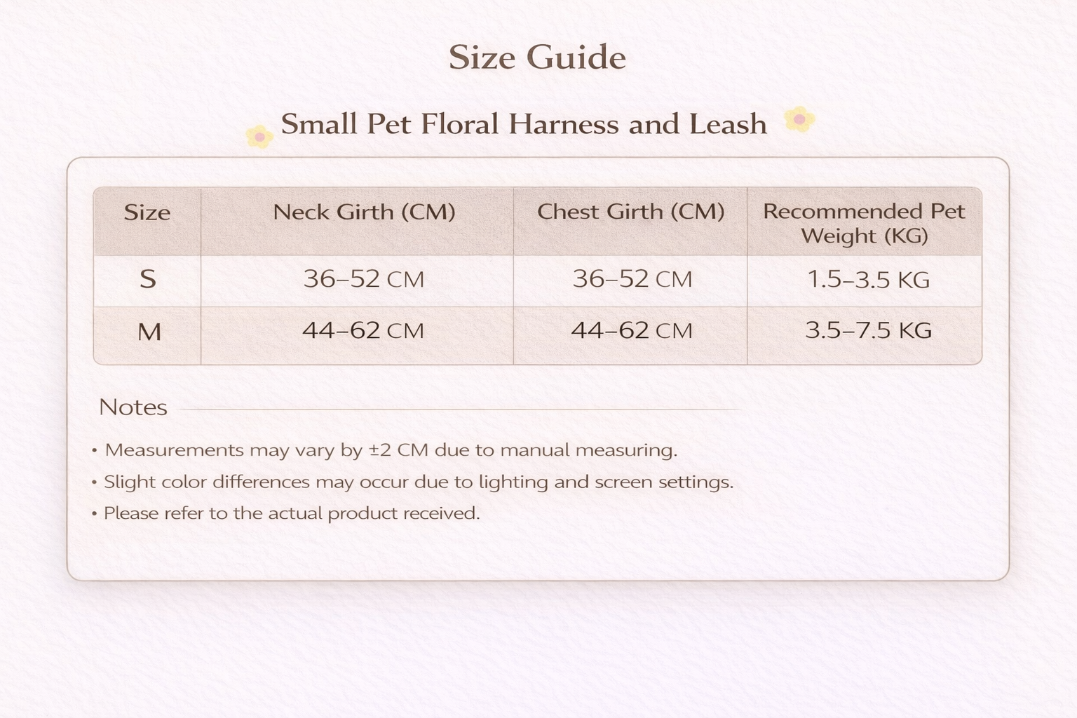 Small Pet Floral Harness and Leash