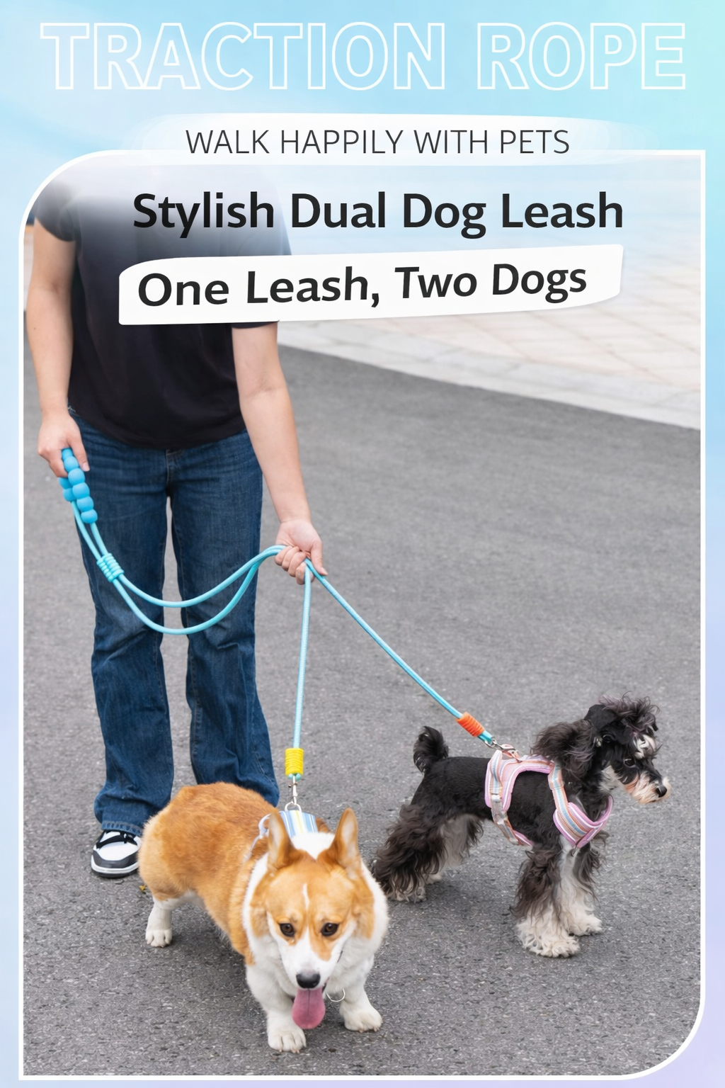 Haus of Pet DualFlex Double Dog Leash – 2-in-1 Adjustable Leash for One or Two Dogs