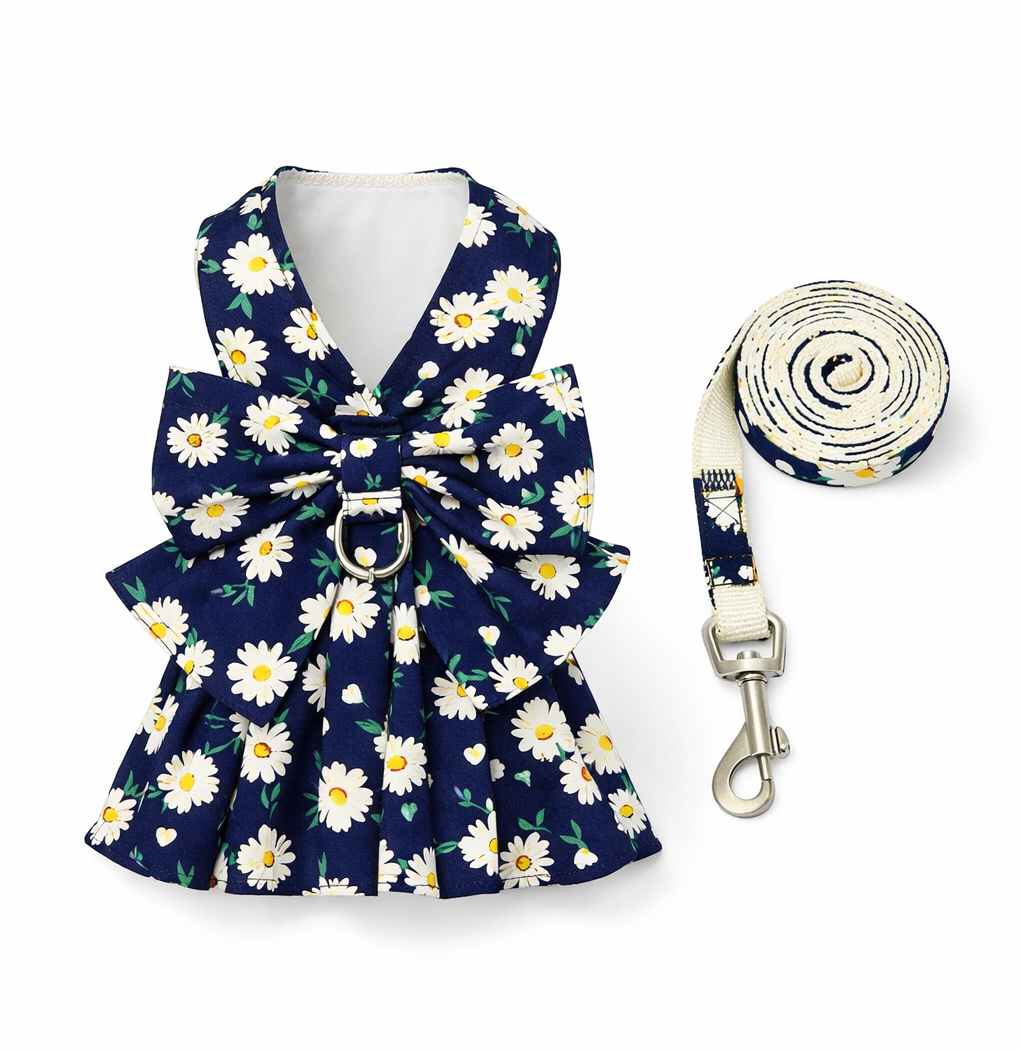 summer dog dress harness, dog harness dress with leash, floral dog harness, cute dog dress India, pet dress harness set, breathable dog harness summer, stylish dog outfit, small dog dress harness, dog leash and harness set, designer pet wear India, bow dog dress harness, dog walking outfit cute, pet clothing India, floral pet harness dress