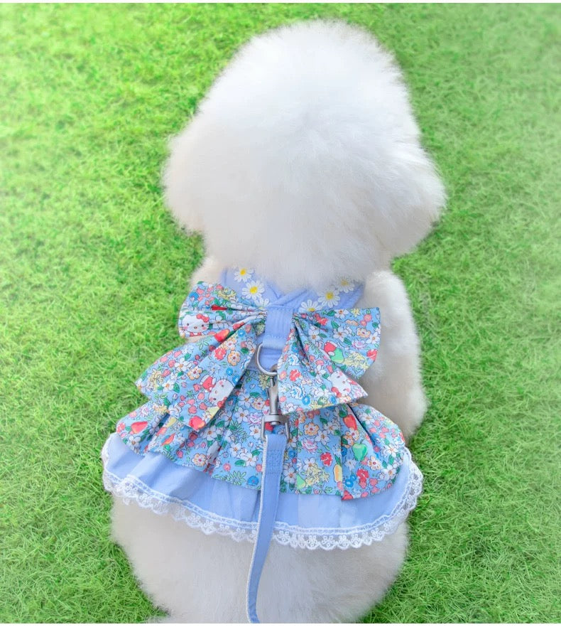 Floral Tulle Princess Dress Harness & Leash Set