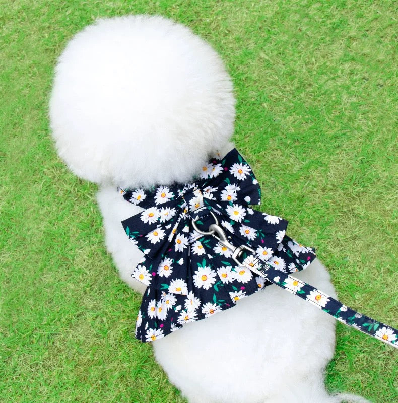 summer dog dress harness, dog harness dress with leash, floral dog harness, cute dog dress India, pet dress harness set, breathable dog harness summer, stylish dog outfit, small dog dress harness, dog leash and harness set, designer pet wear India, bow dog dress harness, dog walking outfit cute, pet clothing India, floral pet harness dress